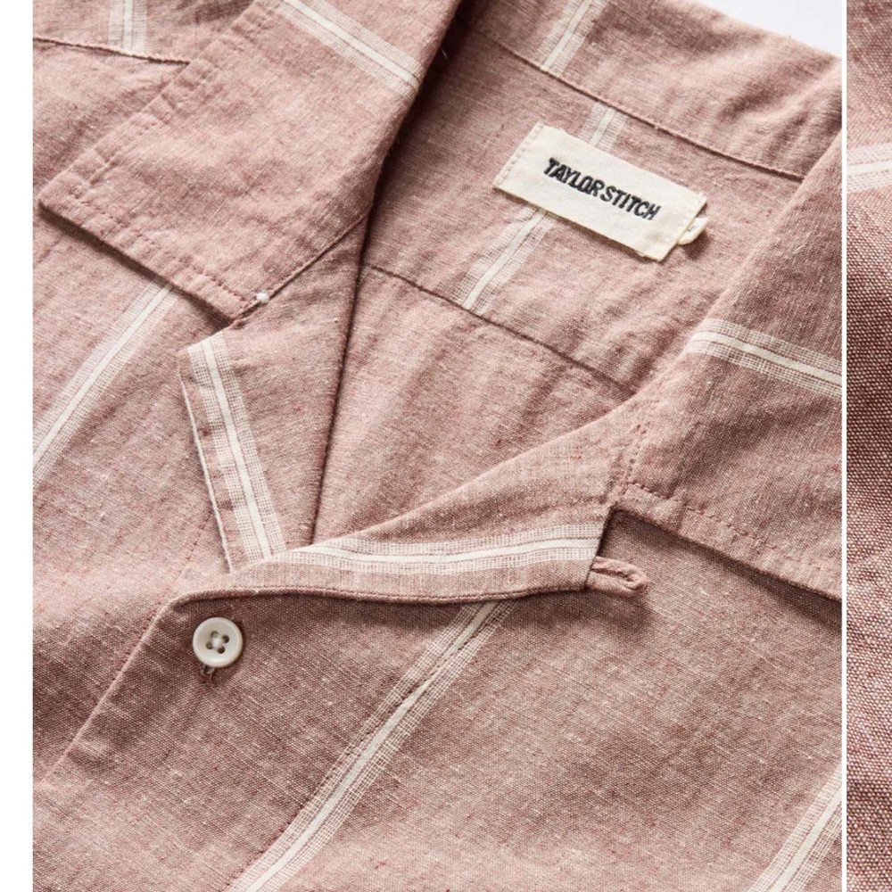 Taylor Stitch Short Sleeve Hawthorne Dried Fig Stripe - Picture 2 of 5